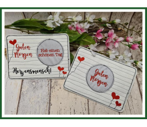 Stickserie ITH - Mug Rug Herzlinien Love is in the air